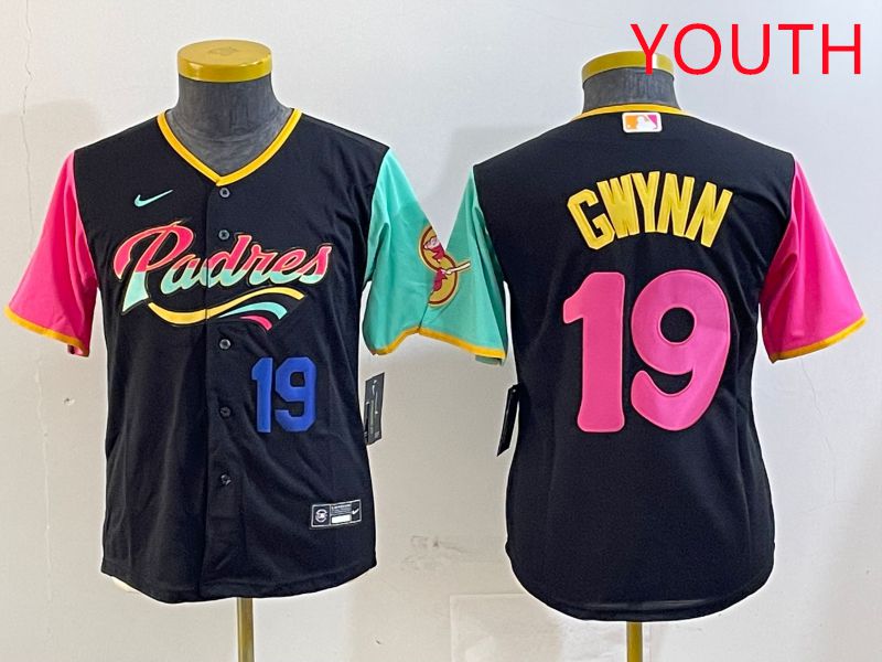 Youth San Diego Padres #19 Gwynn Black City Edition Game 2025 Nike MLB Jersey style 5->youth mlb jersey->Youth Jersey